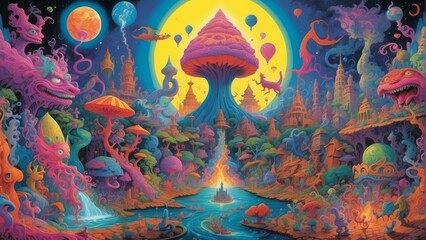 Obraz premium trippy vibrant world -generative ai