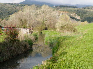 Beautiful view of Lake Porta in Montignoso in the province of Massa - obrazy, fototapety, plakaty