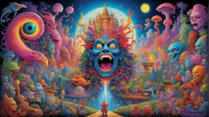 trippy vibrant world -generative ai