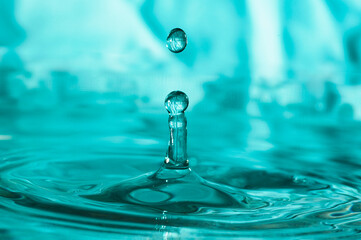 close-up shot of a bounce of a water droplet