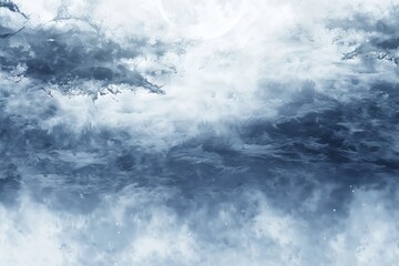 Fototapeta premium Mysterious moonlit sky with dark storm clouds on a transparent white background, evoking a sense of enchantment