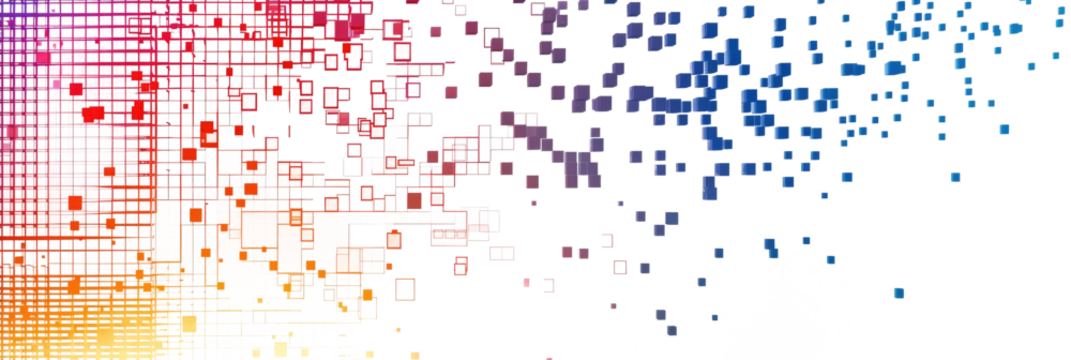 red and blue colorful digital pixel art, modern design, isolated on white or transparent png