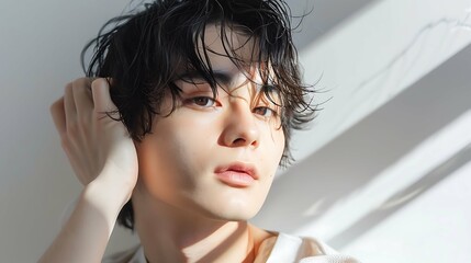 肌の調子が気になる若い男性 AI