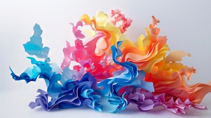 Playful and colorful paper creations with a translucent white background, ideal for whimsical branding