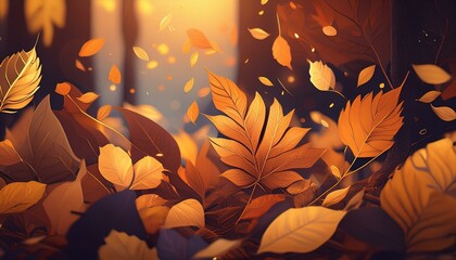 autumn leaf background illustration rich fall colours 