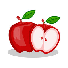 red apple fruit icon with transparent  background vector illustration