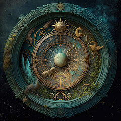Fototapeta premium Abstract looking astronomical clock background