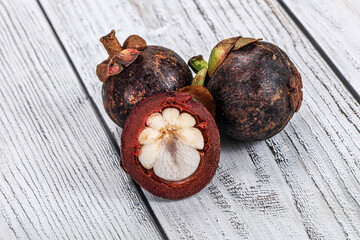 Tropical exotic purple sweet mangosteen