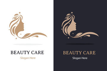 luxury beauty nature hair logo design template