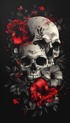 Gothic theme with skull and roses, tattoo elements, AI generated