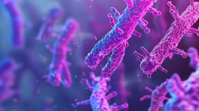 3D render illustration of colorful microscopic bacteria