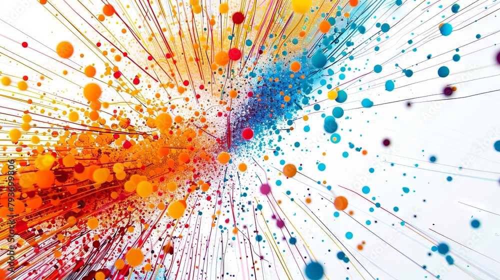 Poster vibrant abstract data visualizations using color theory and visual hierarchy to convey information w
