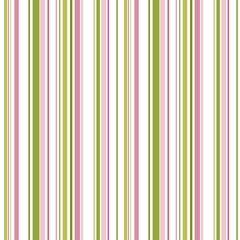 Geometric seamless border pattern with vertical stripes in green and pink tones, decorated with watercolor clovers. Ideal for fabric borders, gift packaging, and modern surface design.