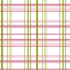 Seamless plaid pattern in soft green and pink tones with a spring feel. Great for fabric, home decor, and packaging design.