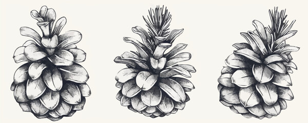 Fir cone sketch hand drawn in doodle style. vector simple illustration - obrazy, fototapety, plakaty