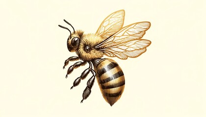 A drawing of a bee with its wings spread out, Honey Bee, spring, world bee day.