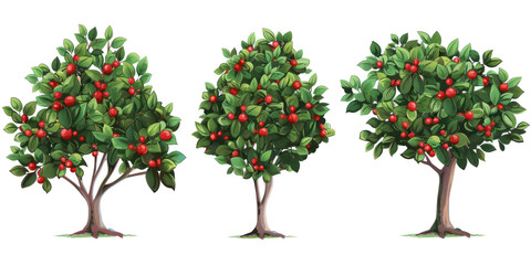 Fototapeta premium Ilex x aquipernyi or Aquipern Holly tree collection isolated on transparent background