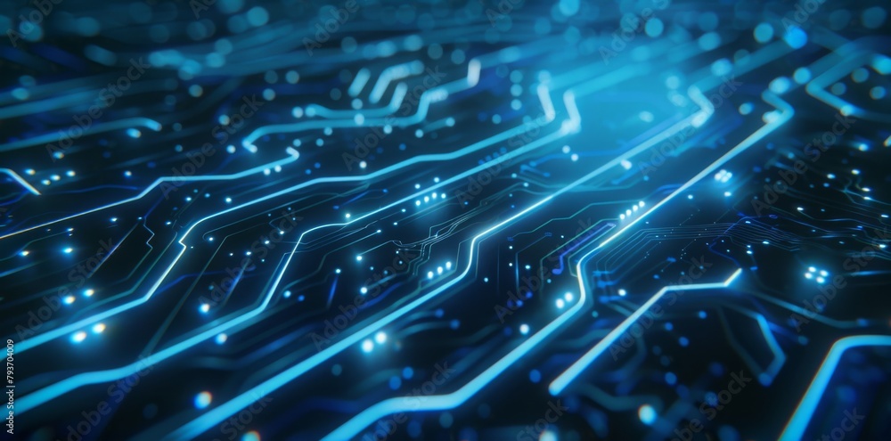 Aufkleber abstract futuristic blue technology background with digital data and circuit board elements