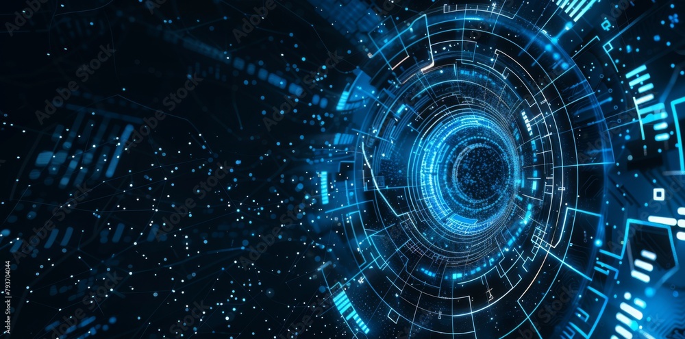 Aufkleber abstract futuristic blue technology background with digital data and circuit board elements