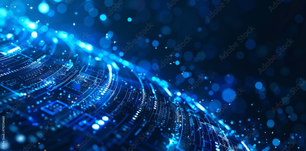 Aufkleber abstract futuristic blue technology background with digital data and circuit board elements