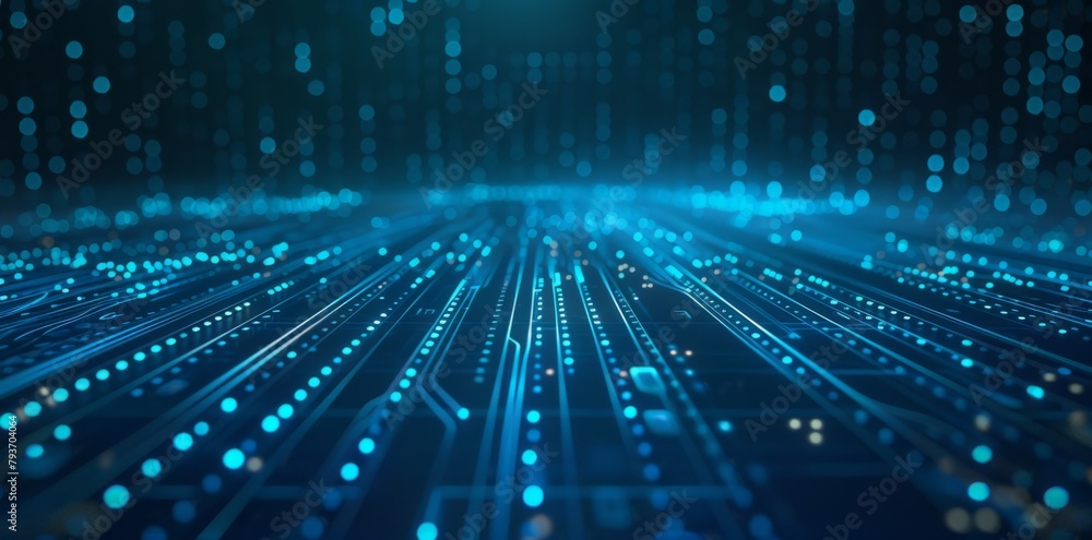 Aufkleber abstract futuristic blue technology background with digital data and circuit board elements