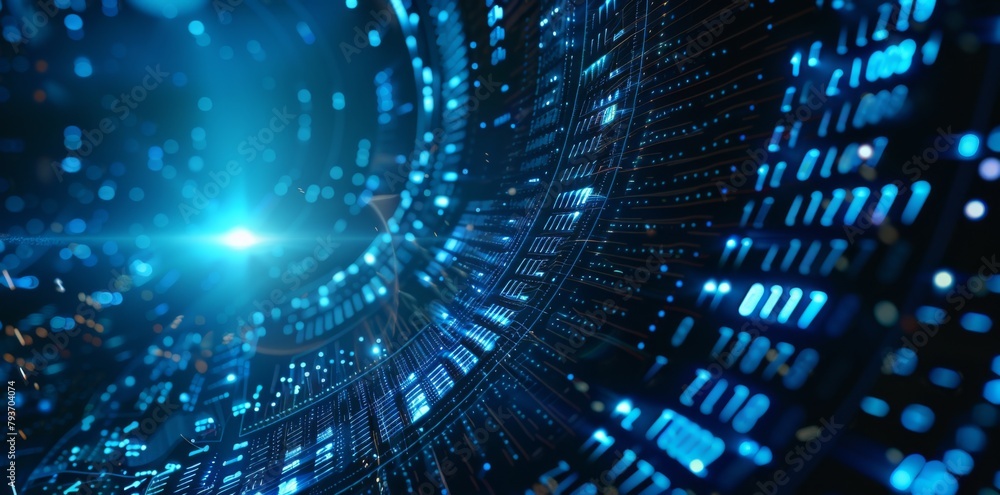 Aufkleber abstract futuristic blue technology background with digital data and circuit board elements