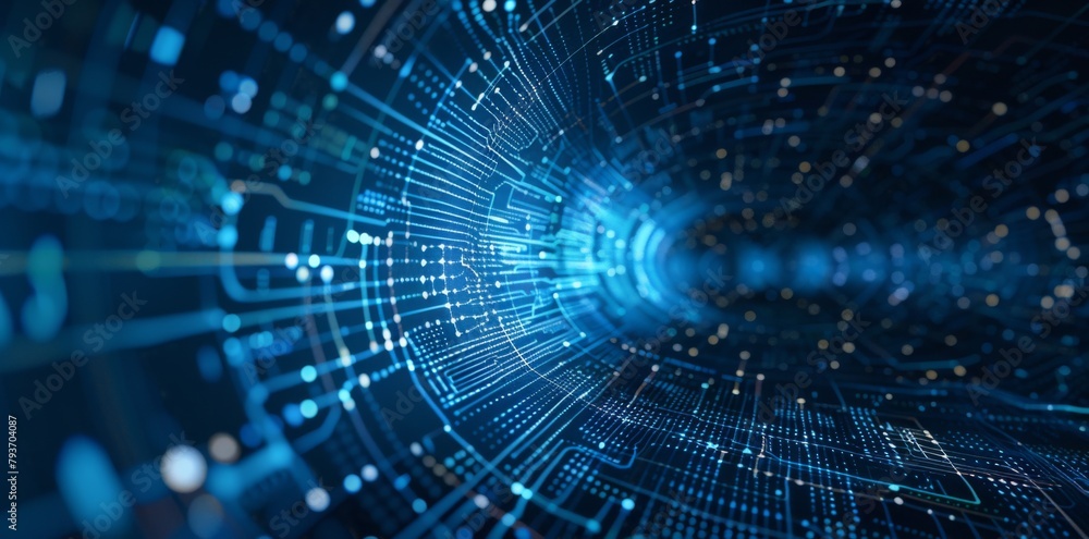 Aufkleber abstract futuristic blue technology background with digital data and circuit board elements