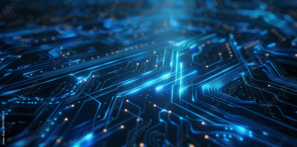 Aufkleber abstract futuristic blue technology background with digital data and circuit board elements