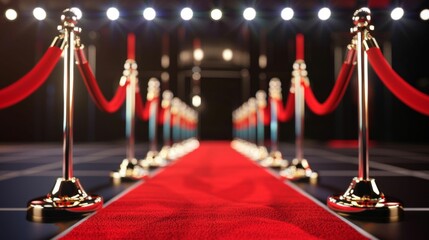Glamorous Red Carpet Event at Night. Generative ai - obrazy, fototapety, plakaty