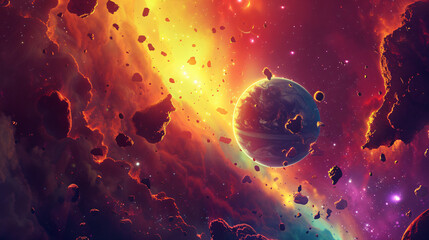 Space digital artwork. Surreal fantasy cosmos. Nebula