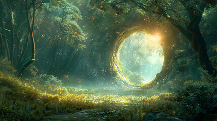 Spectacular fantasy scene with magical portal. 