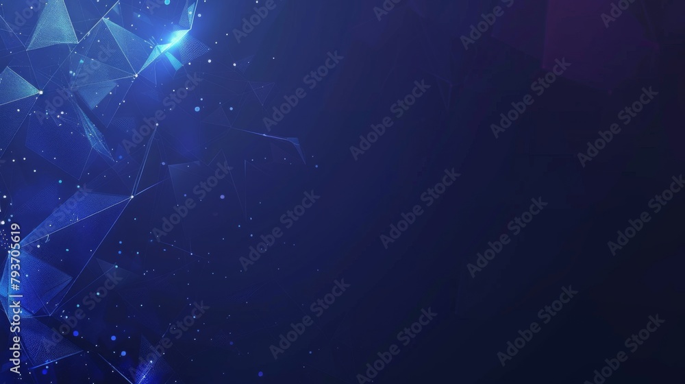 Poster abstract background with polygonal mesh and dots on dark blue