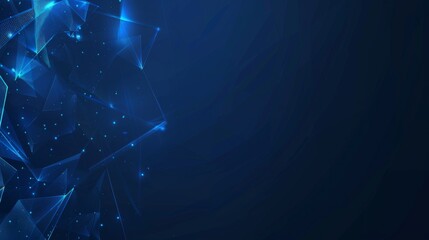 Abstract background with polygonal mesh and dots on dark blue