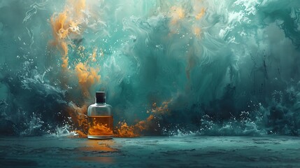 Capture the ethereal mist rising from a flask of volatile substances, as unseen forces mingle in a ballet of evaporation.