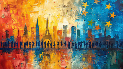 Illustration  European Union Day, Generative AI.	 - obrazy, fototapety, plakaty