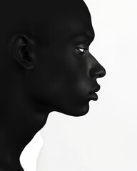 Monochrome Male Profile Portrait in High Contrast Studio Lighting, Vogue Style, Showcasing Sharp Black and White Tones for a Dramatic Editorial Look