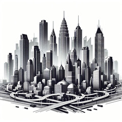 city skyline. City skylines vector illustration. Urban cityscape silhouette