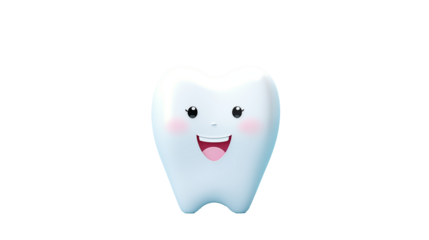 cute 3d illustration kawaii tooth, dentistry. png object isolated on transparent background, mockup, design, template, layout, sticker