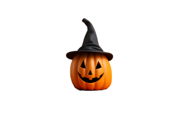 Halloween pumpkin in a hat, jack lantern. png object isolated on transparent background, mockup, design, template, layout, sticker