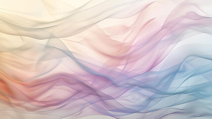 A minimalist canvas where translucent waves of soft, muted colors flow gently across the background, reminiscent of watercolor washes on wet paper, embodying tranquility and softness - obrazy, fototapety, plakaty
