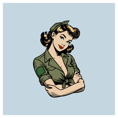 Pin up girl pinup army soldier retro