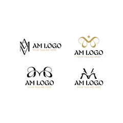 letter a and m logo with a simple and modern luxury concept vector icon