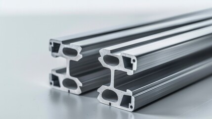 product photo of aluminum profile for sheet metal work, isolated on a light background