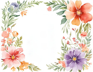 Fototapeta premium A painting of red flowers with green leaves on a light background with space for text or a photo