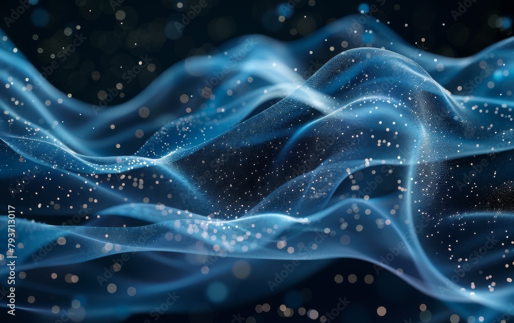 Poster a vector abstract background featuring a blue wave with white dots on it