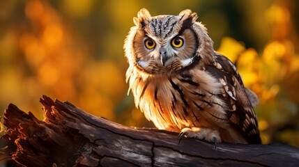 A majestic owl perched on a tree branch, gazing into the night