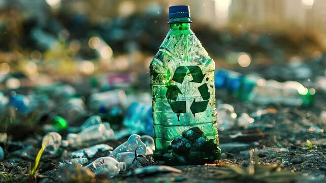 Recycle symbol made of leafy greenery. Conceptual recycling, environmental protection, pollution prevention, eco friendly development conservation, waste reduction, sustainable living. Earth Day	