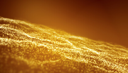 Illustation of golden light shine particles bokeh over golden background - abstract particles background. - 793713651