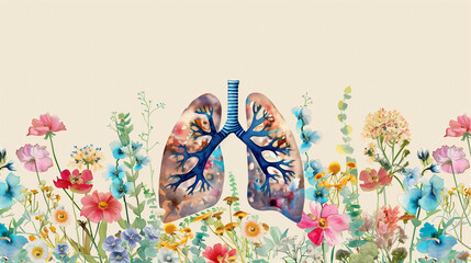 World Bronchial Asthma Day. Light on a background of flowers - obrazy, fototapety, plakaty
