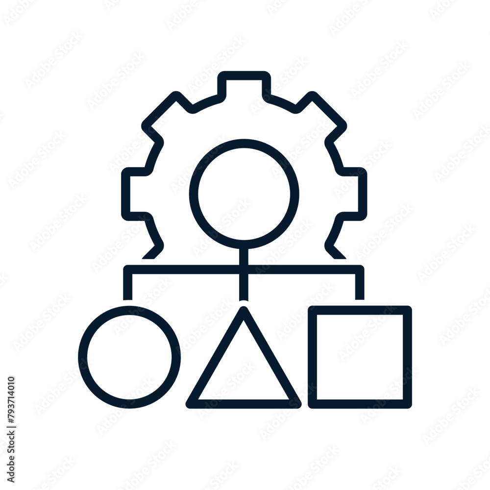 Poster algorithm. vector linear icon isolated on white background.